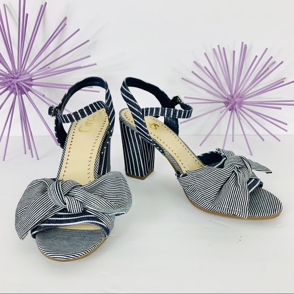 Circus Sam Edelman EVA / Bow Blue White Chunk Heel - Picture 1 of 9